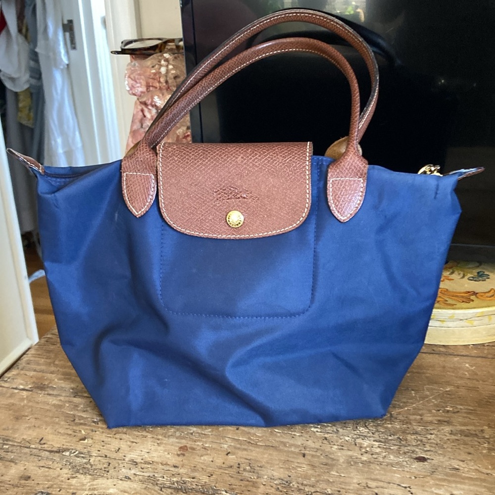 Longchamp Blue and Brown Tote Bag
